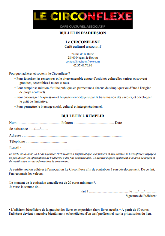BULLETIN D ADHESION
